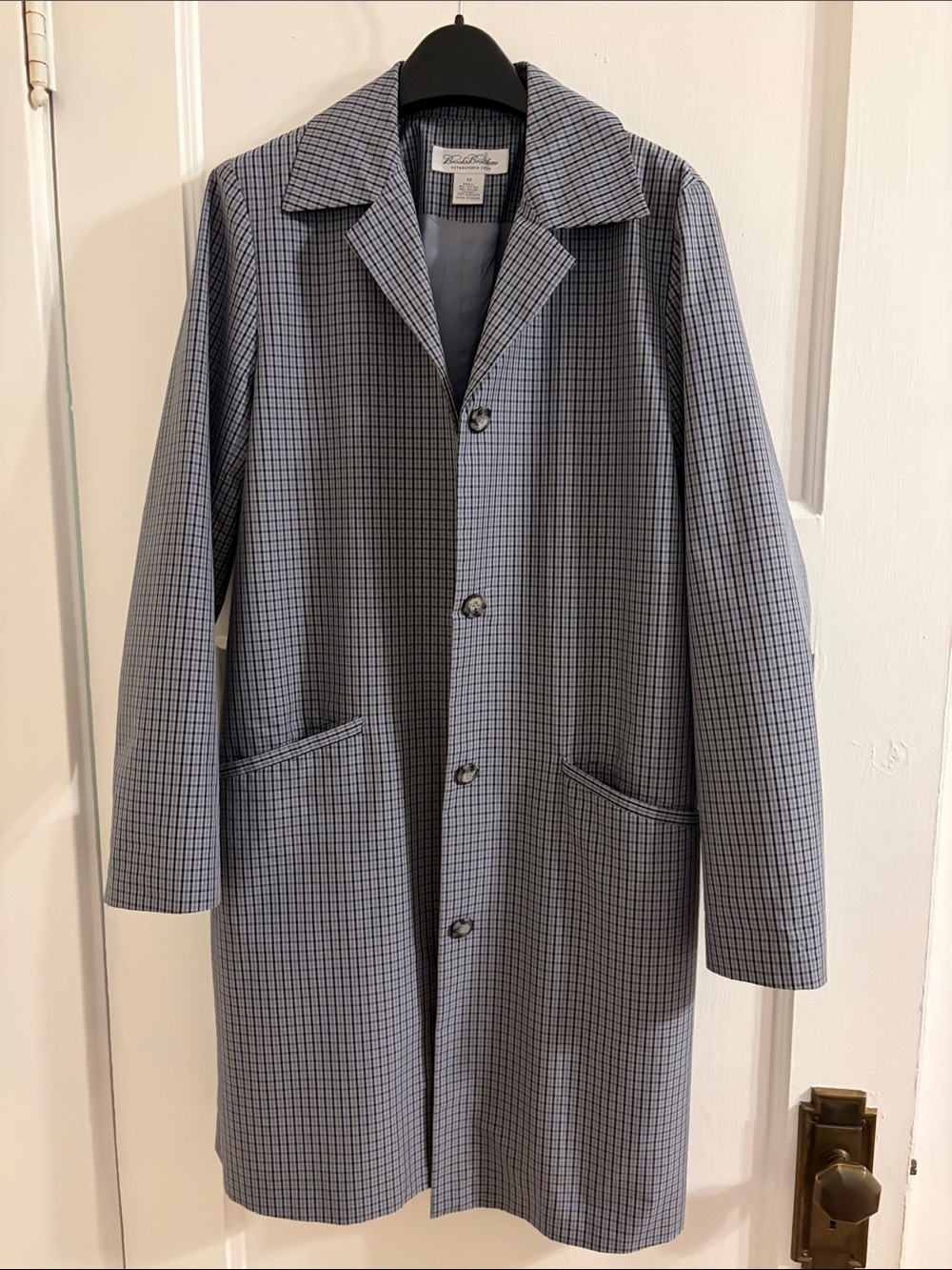 Brooks Brothers Blue Gray Plaid Women's Trenchcoat XS